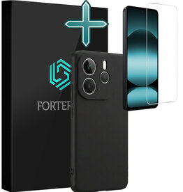 Forterra Forterra Xiaomi Redmi Note 14 5G Hoesje Siliconen Met Screenprotector - Zwart