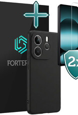 Forterra Forterra Xiaomi Redmi Note 14 5G Hoesje Siliconen Met 2x Screenprotector - Zwart