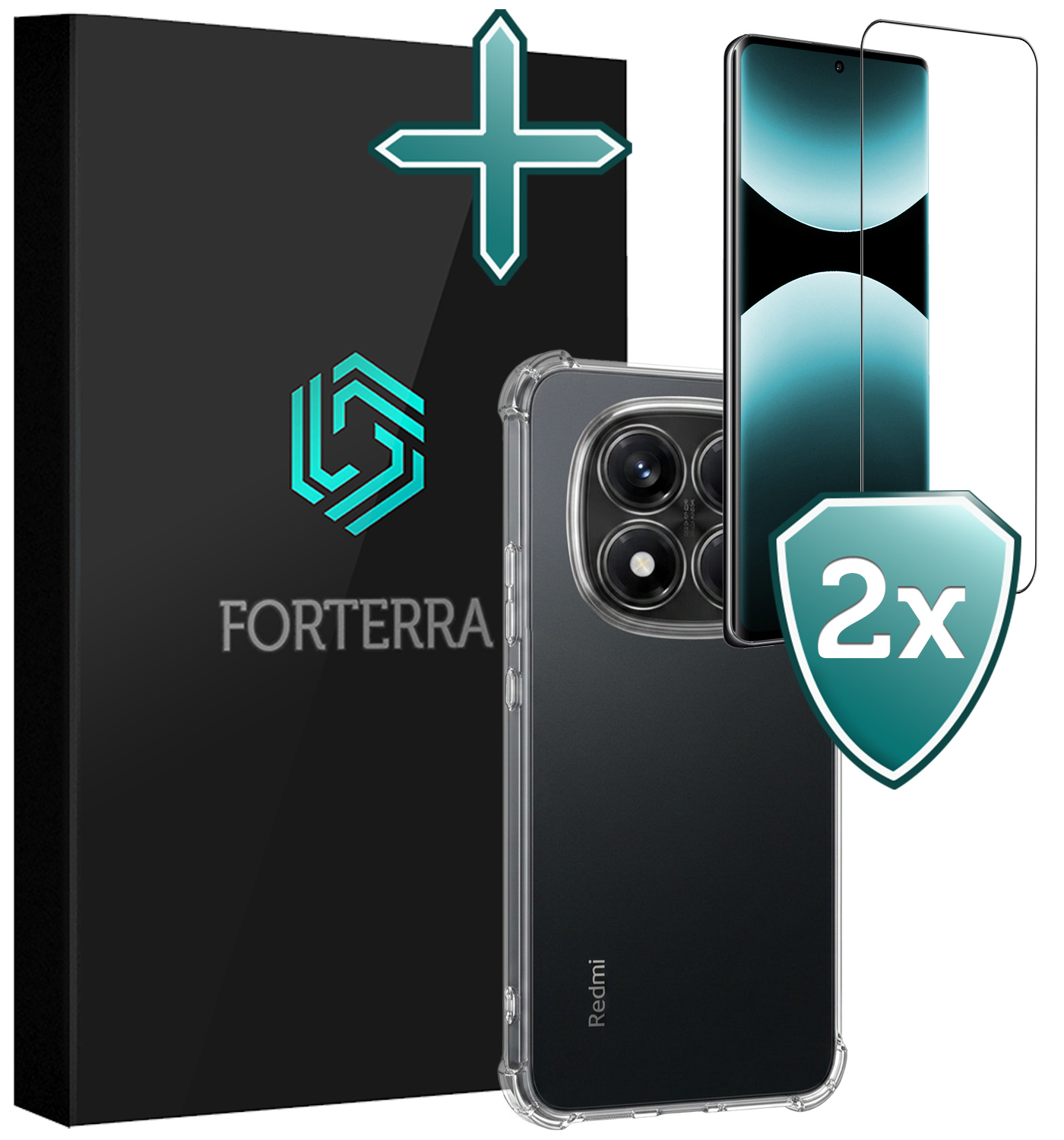 Forterra Forterra Xiaomi Redmi Note 14 Pro 5G Hoesje Shockproof Met 2x Screenprotector