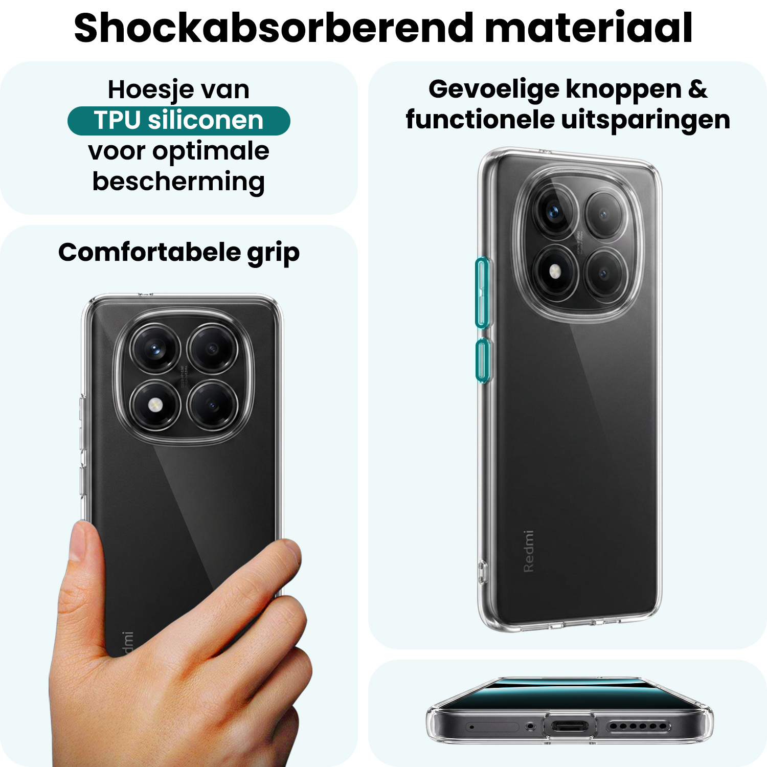 Forterra Forterra Xiaomi Redmi Note 14 Pro 5G Hoesje Siliconen - Transparant - 2 PACK
