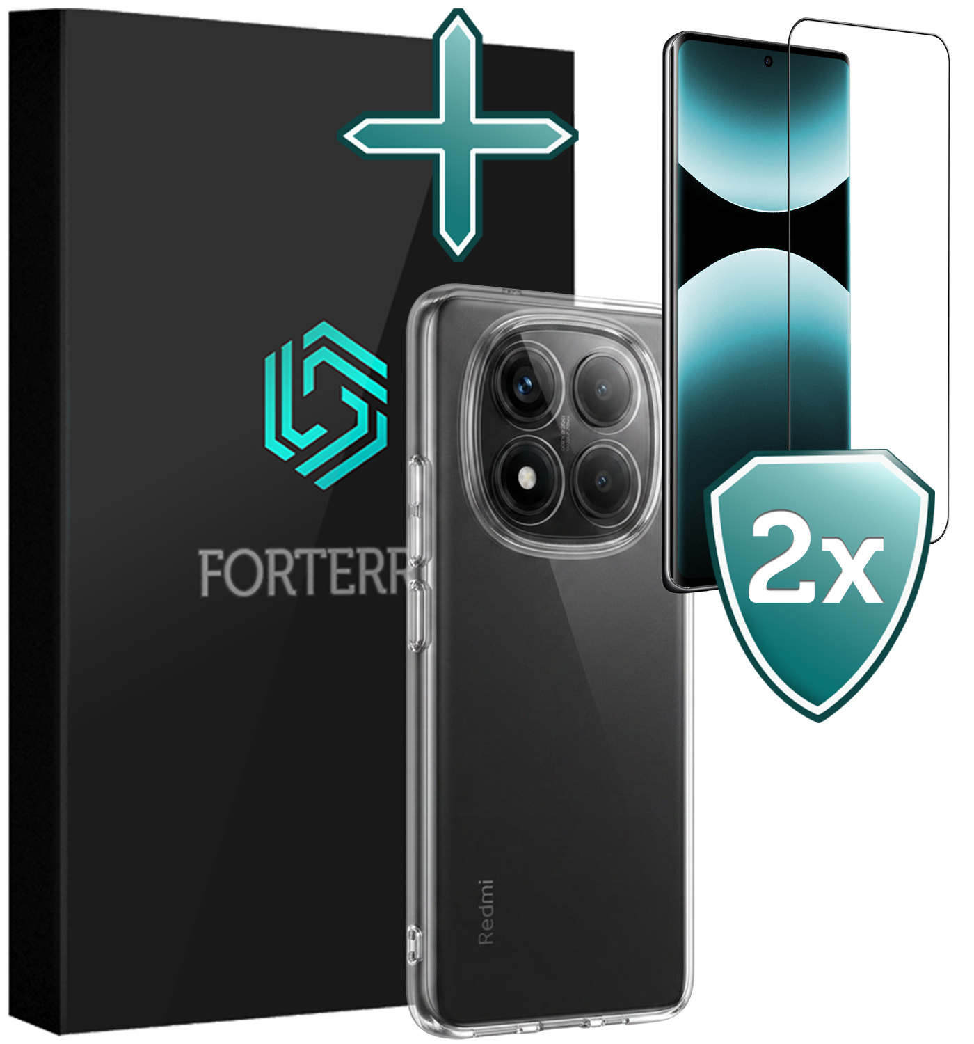 Forterra Forterra Xiaomi Redmi Note 14 Pro 5G Hoesje Siliconen Met 2x Screenprotector - Transparant