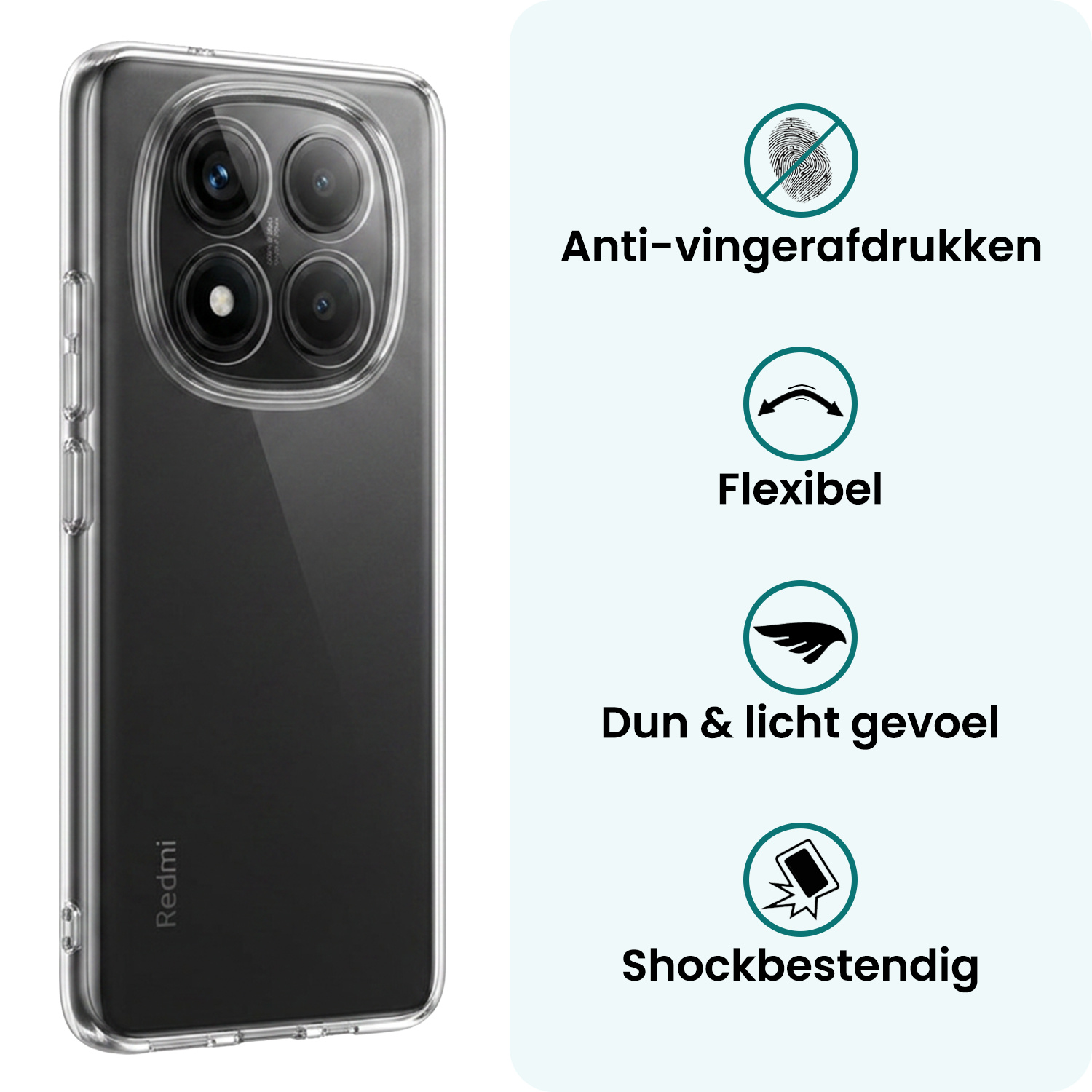 Forterra Forterra Xiaomi Redmi Note 14 Pro 5G Hoesje Siliconen Met 2x Screenprotector - Transparant