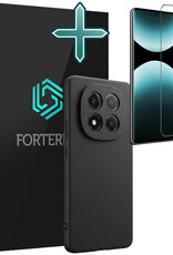 Forterra Forterra Xiaomi Redmi Note 14 Pro 5G Hoesje Siliconen Met Screenprotector - Zwart