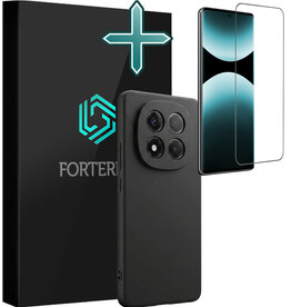 Forterra Forterra Xiaomi Redmi Note 14 Pro 5G Hoesje Siliconen Met Screenprotector - Zwart