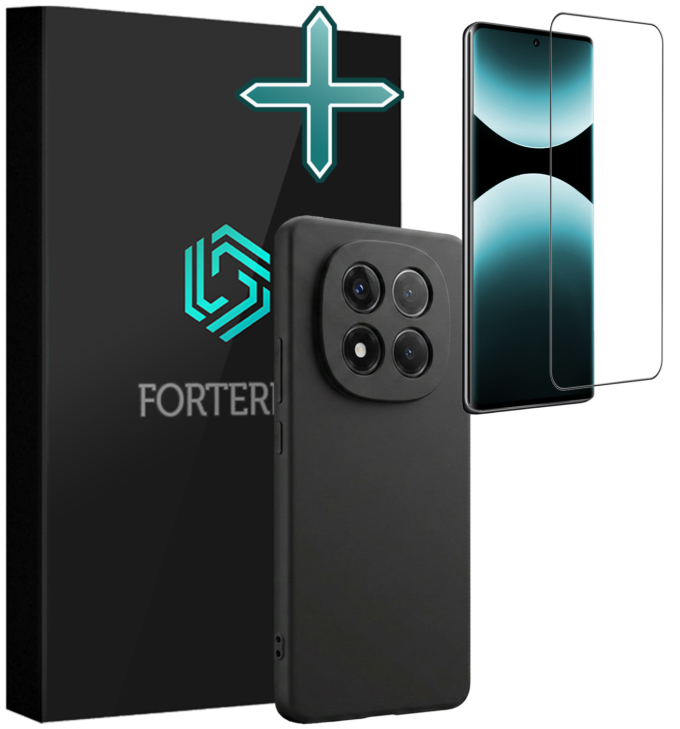 Forterra Forterra Xiaomi Redmi Note 14 Pro 5G Hoesje Siliconen Met Screenprotector - Zwart