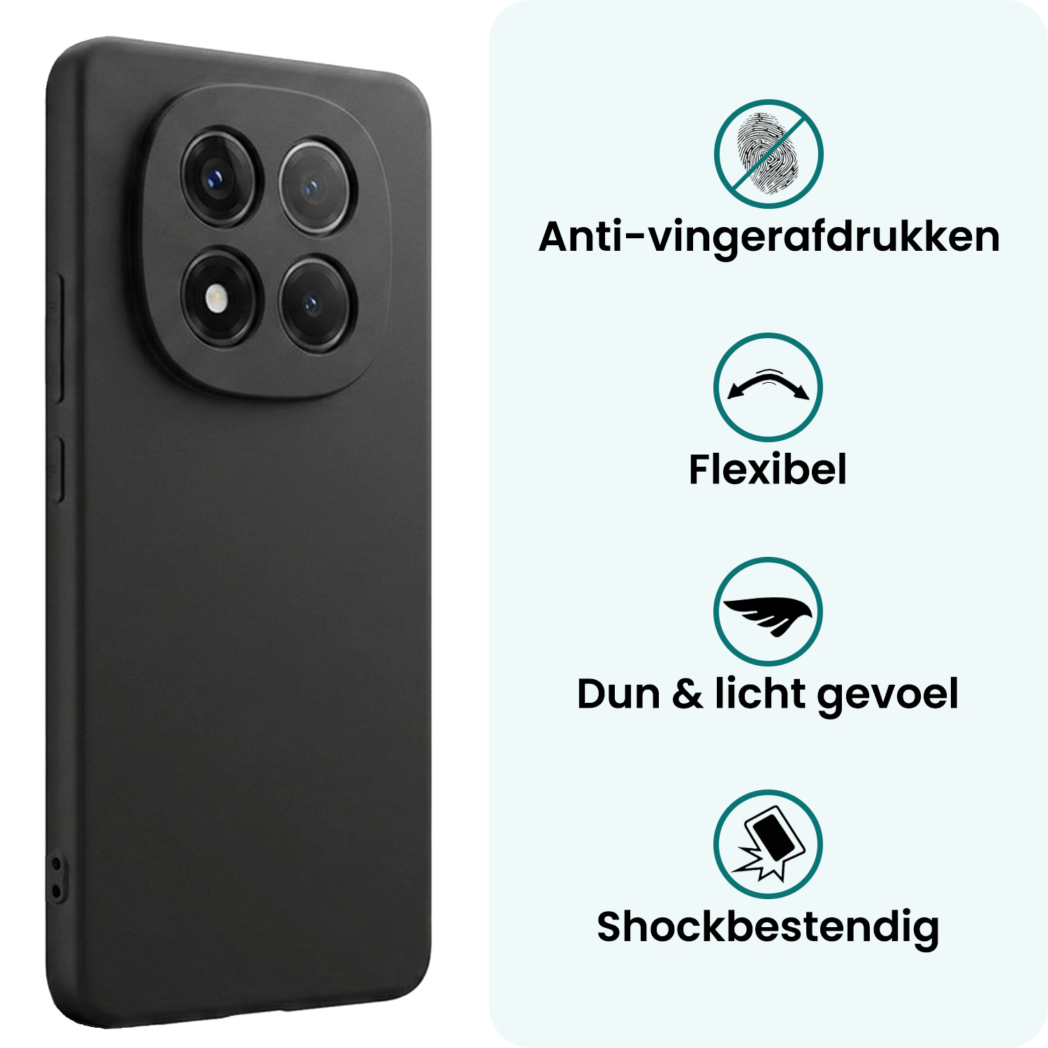 Forterra Forterra Xiaomi Redmi Note 14 Pro 5G Hoesje Siliconen Met Screenprotector - Zwart