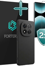 Forterra Forterra Xiaomi Redmi Note 14 Pro 5G Hoesje Siliconen Met 2x Screenprotector - Zwart