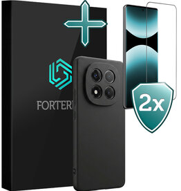 Forterra Forterra Xiaomi Redmi Note 14 Pro 5G Hoesje Siliconen Met 2x Screenprotector - Zwart