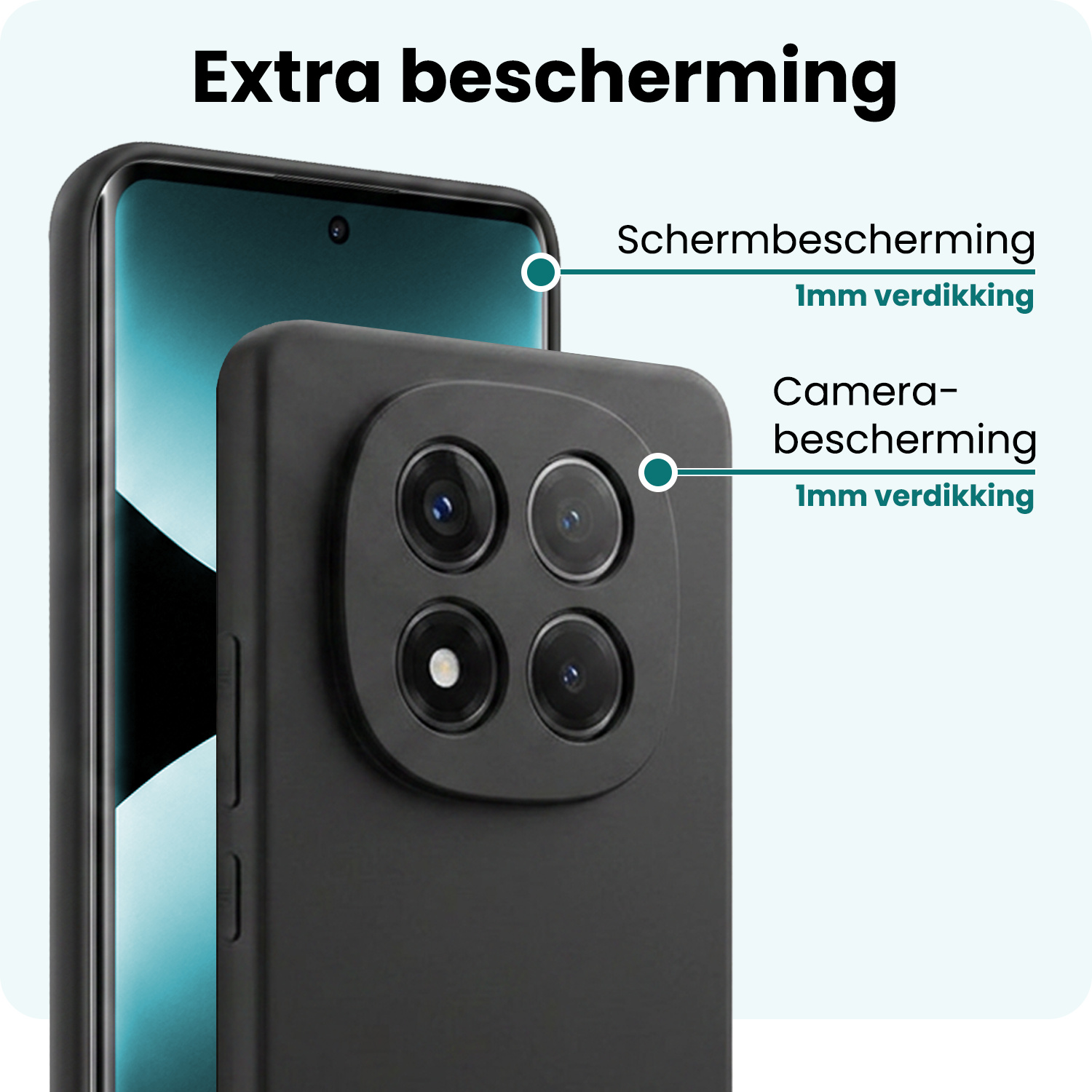 Forterra Forterra Xiaomi Redmi Note 14 Pro 5G Hoesje Siliconen Met 2x Screenprotector - Zwart