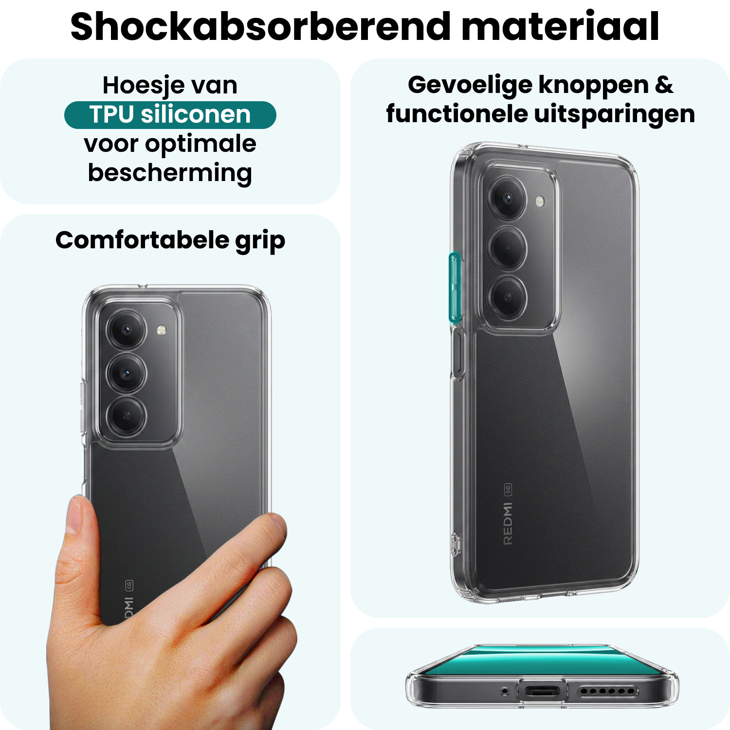 Forterra Forterra Xiaomi 15 Hoesje Siliconen Met Screenprotector - Transparant