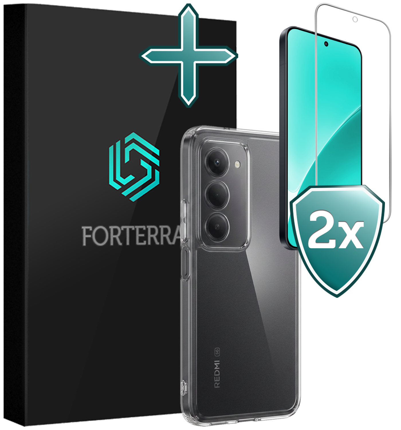 Forterra Forterra Xiaomi 15 Hoesje Siliconen Met 2x Screenprotector - Transparant