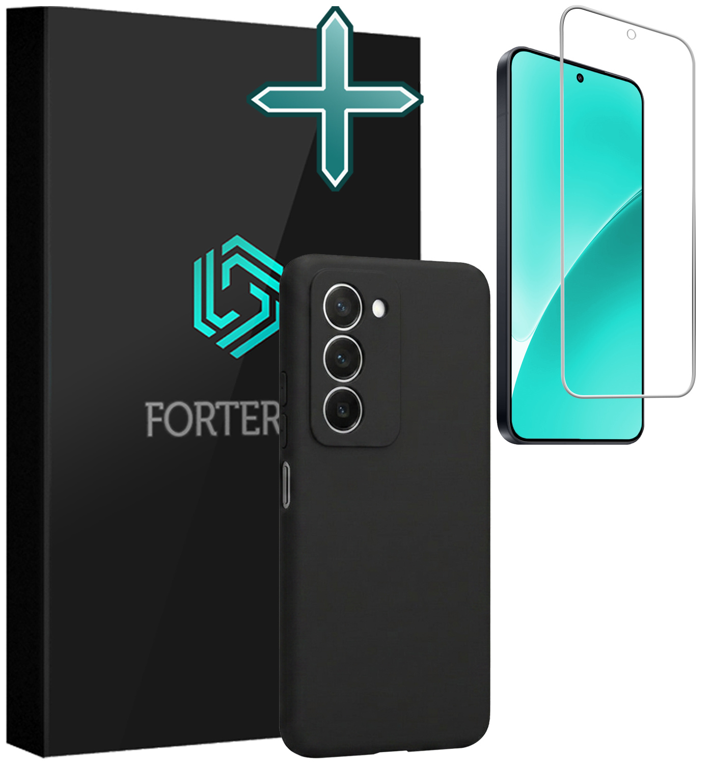 Forterra Forterra Xiaomi 15 Hoesje Siliconen Met Screenprotector - Zwart