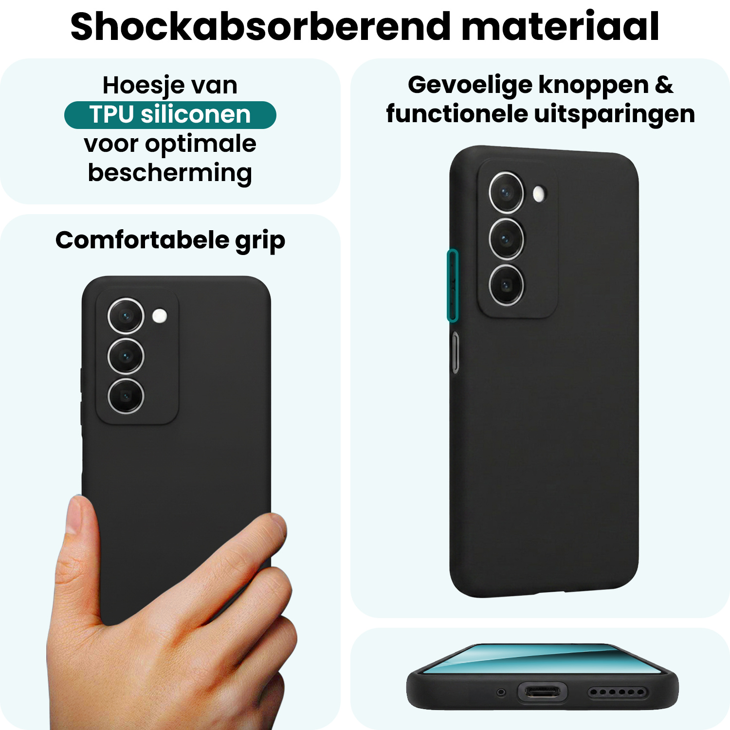 Forterra Forterra Xiaomi 15 Hoesje Siliconen Met Screenprotector - Zwart