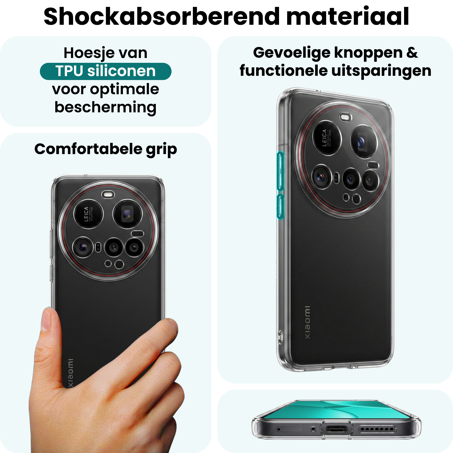 Forterra Forterra Xiaomi 15 Ultra Hoesje Siliconen Met 2x Screenprotector - Transparant