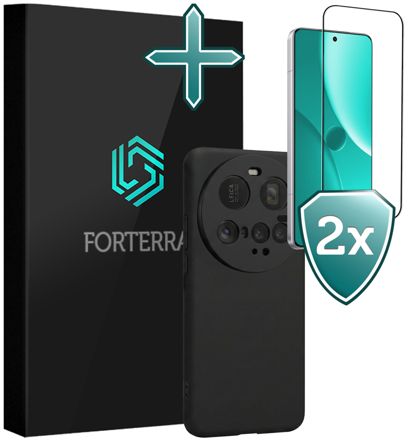 Forterra Forterra Xiaomi 15 Ultra Hoesje Siliconen Met 2x Screenprotector - Zwart