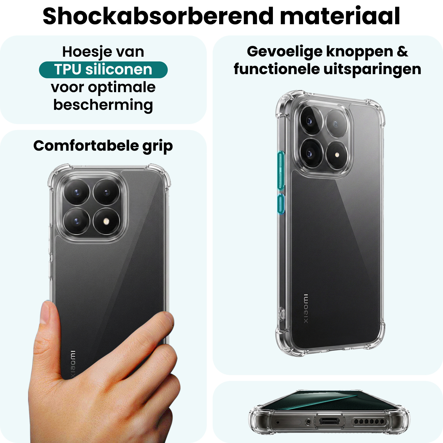 Forterra Forterra Xiaomi 15T Hoesje Shockproof - Transparant - 2 PACK