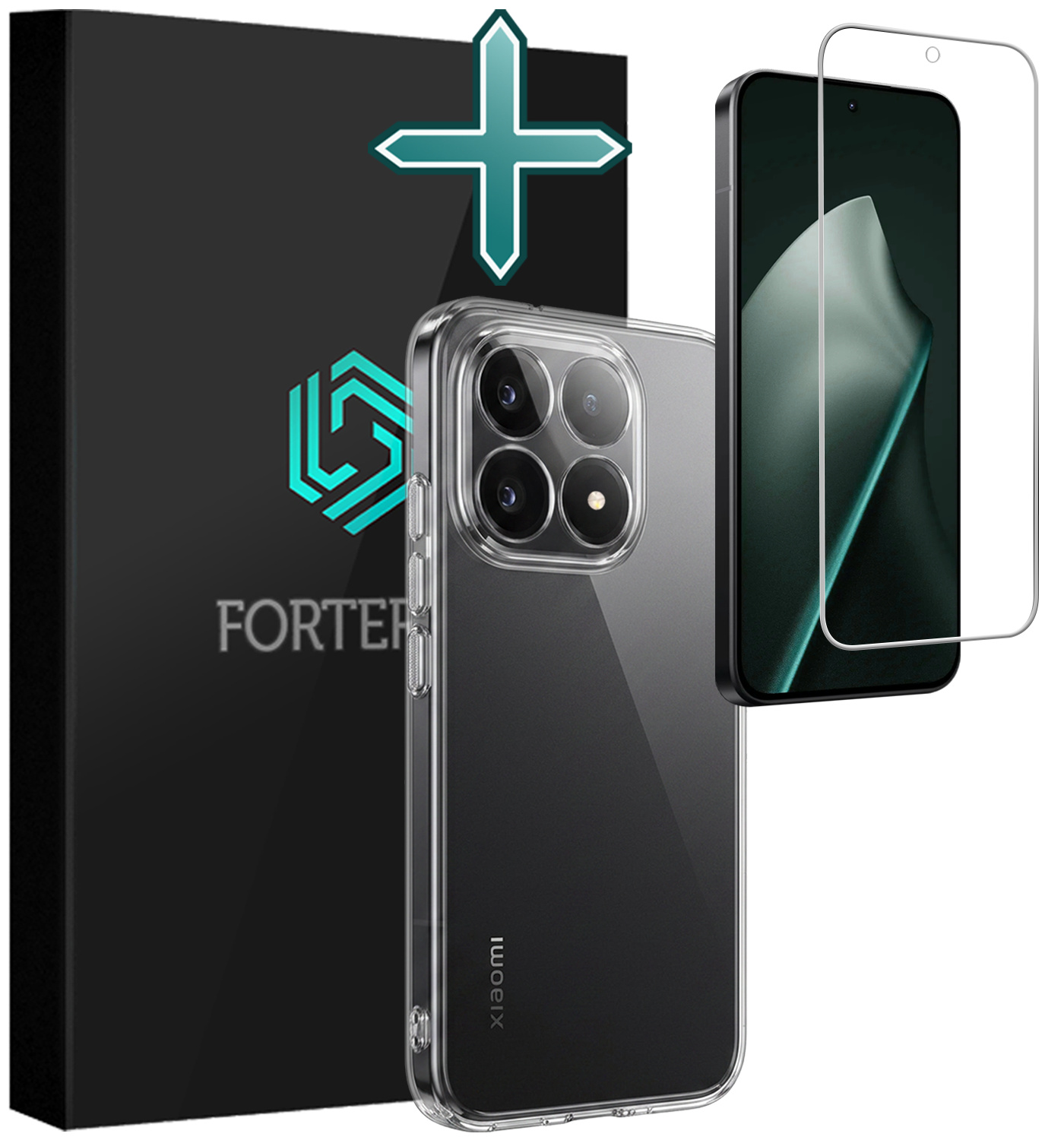 Forterra Forterra Xiaomi 15T Hoesje Siliconen Met Screenprotector - Transparant