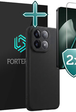 Forterra Forterra Xiaomi 15T Hoesje Siliconen Met 2x Screenprotector - Zwart