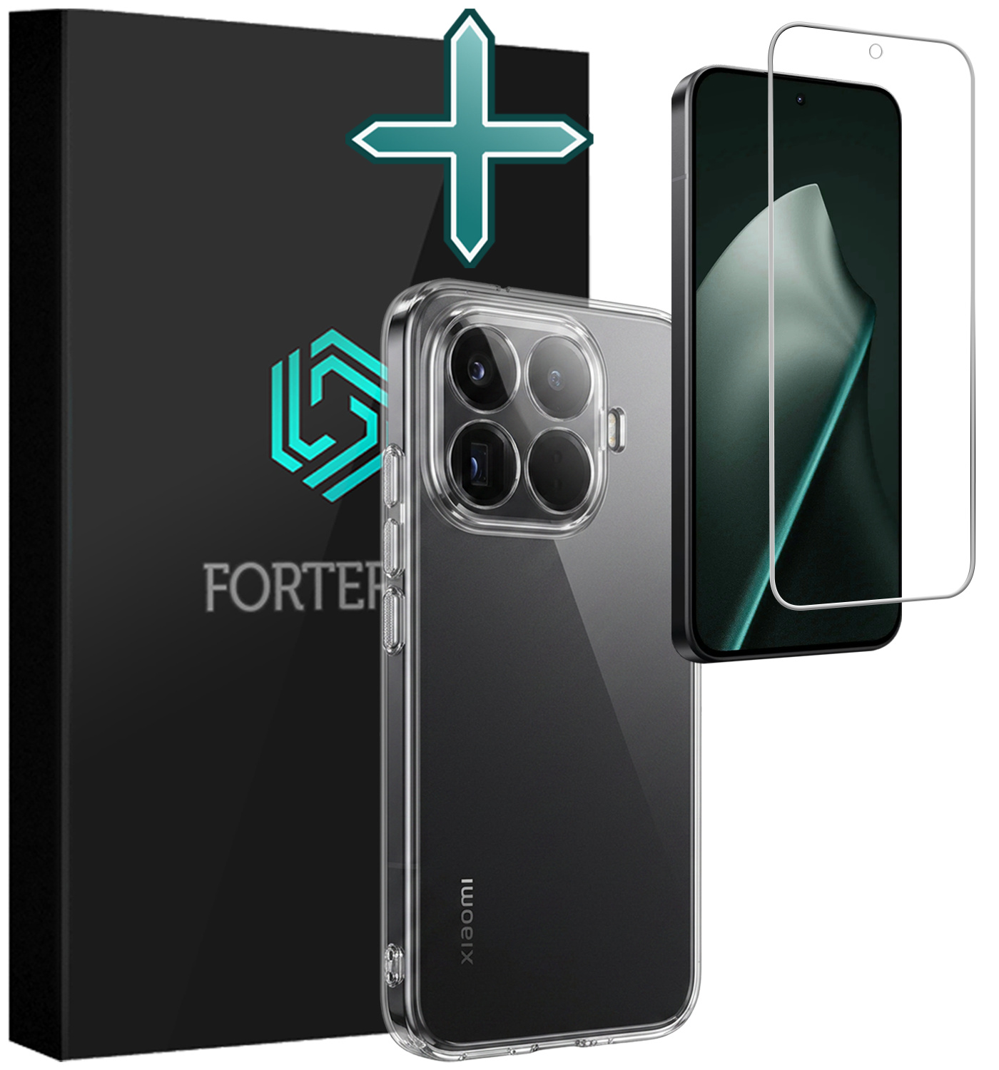 Forterra Forterra Xiaomi 15T Pro Hoesje Siliconen Met Screenprotector - Transparant