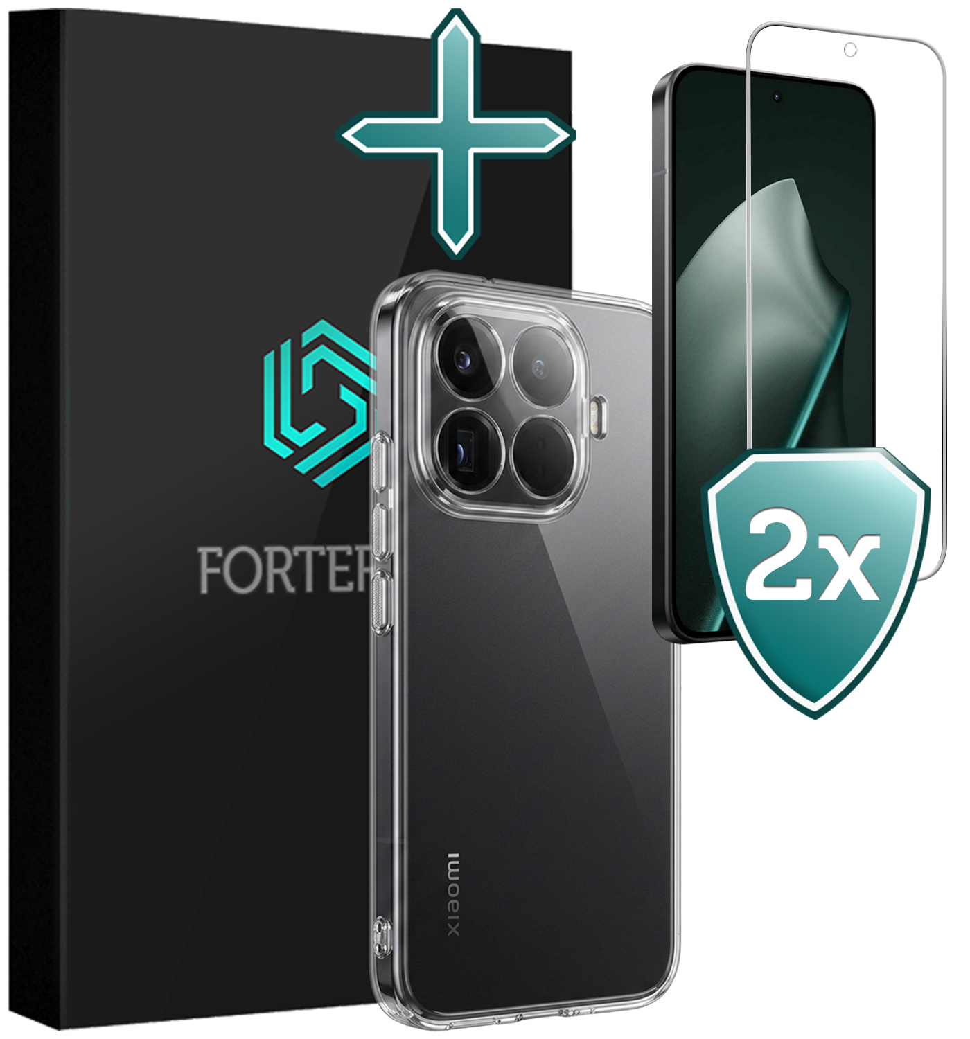 Forterra Forterra Xiaomi 15T Pro Hoesje Siliconen Met 2x Screenprotector - Transparant