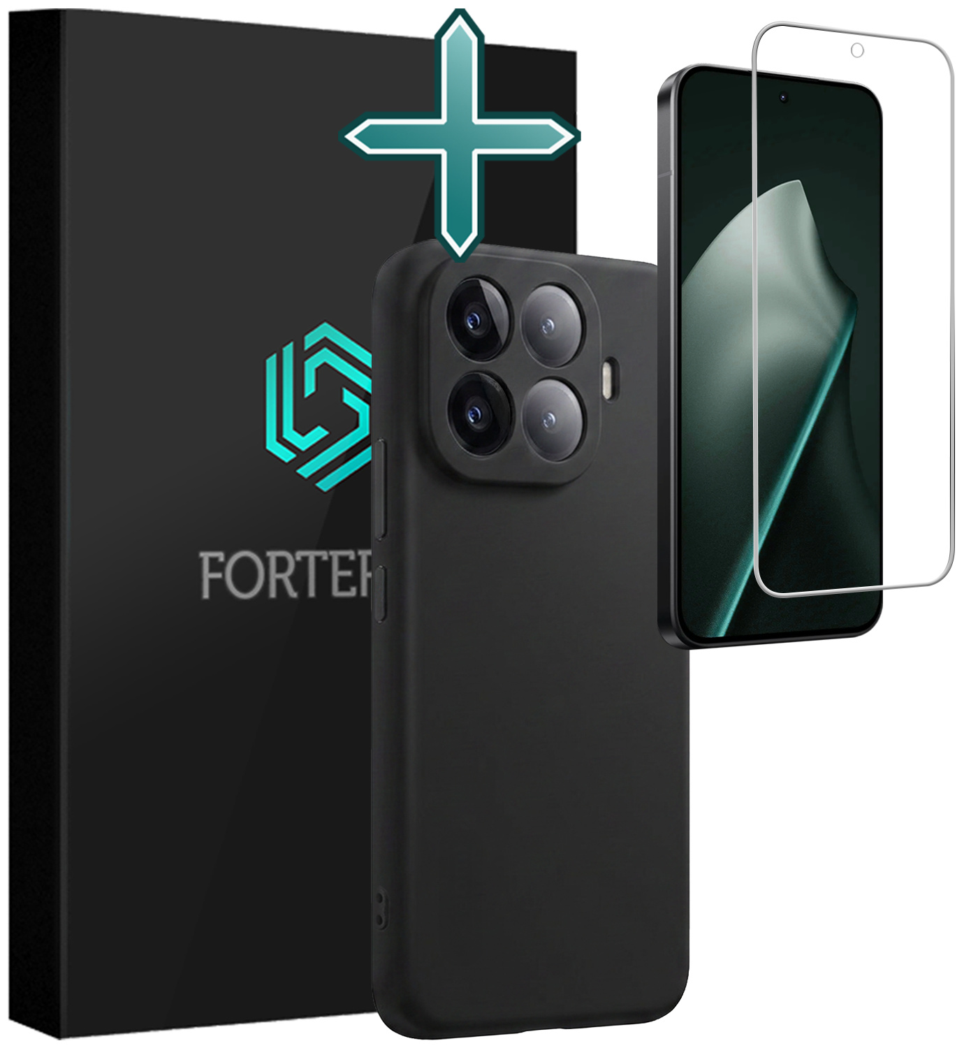 Forterra Forterra Xiaomi 15T Pro Hoesje Siliconen Met Screenprotector - Zwart