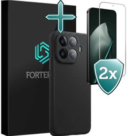 Forterra Forterra Xiaomi 15T Pro Hoesje Siliconen Met 2x Screenprotector - Zwart
