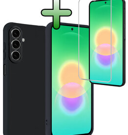 BASEY. BASEY. Samsung Galaxy A27 Hoesje Siliconen Met Screenprotector - Donkerblauw