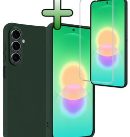 BASEY. BASEY. Samsung Galaxy A27 Hoesje Siliconen Met Screenprotector - Donkergroen