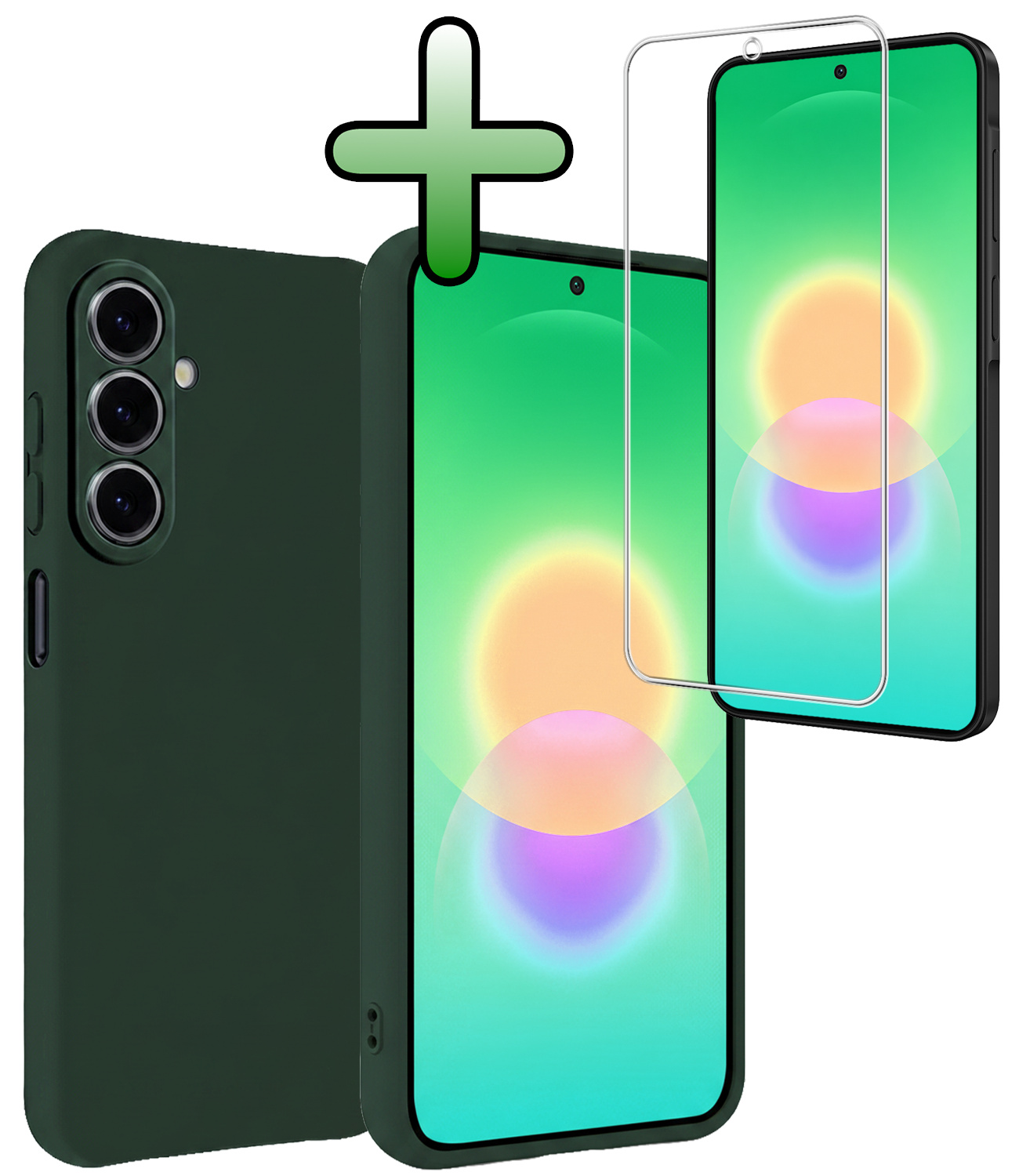 BASEY. BASEY. Samsung Galaxy A27 Hoesje Siliconen Met Screenprotector - Donkergroen
