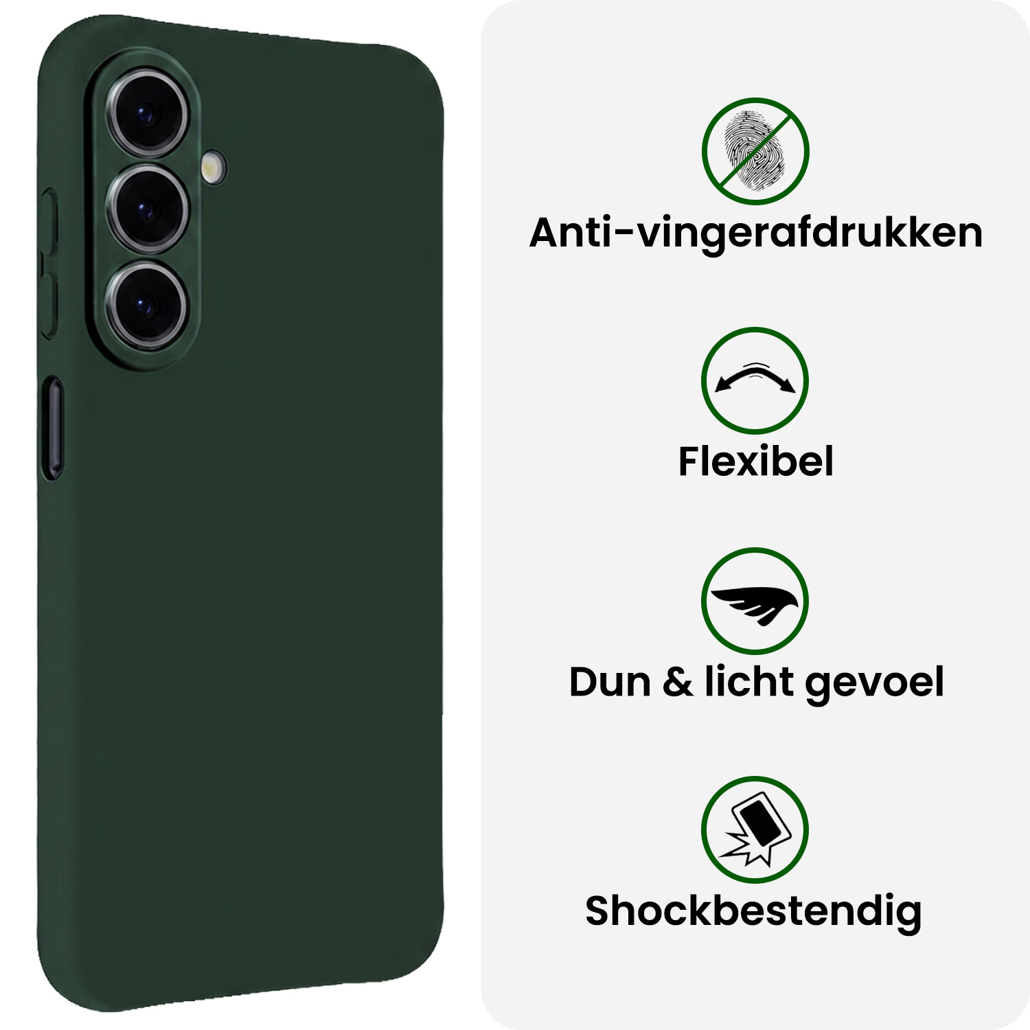 BASEY. BASEY. Samsung Galaxy A27 Hoesje Siliconen Met Screenprotector - Donkergroen