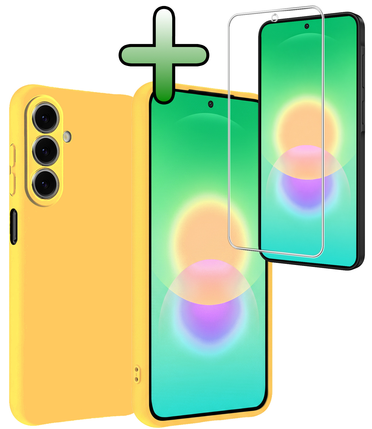 BASEY. BASEY. Samsung Galaxy A27 Hoesje Siliconen Met Screenprotector - Geel