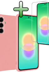 BASEY. BASEY. Samsung Galaxy A27 Hoesje Siliconen Met Screenprotector - Lichtroze