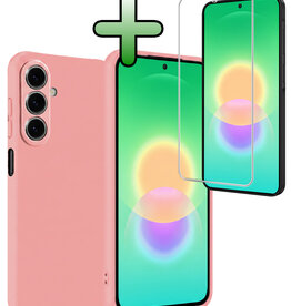 BASEY. BASEY. Samsung Galaxy A27 Hoesje Siliconen Met Screenprotector - Lichtroze