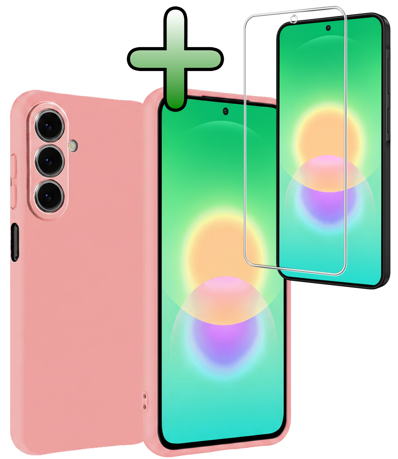 BASEY. BASEY. Samsung Galaxy A27 Hoesje Siliconen Met Screenprotector - Lichtroze