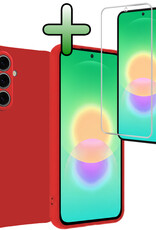 BASEY. BASEY. Samsung Galaxy A27 Hoesje Siliconen Met Screenprotector - Rood