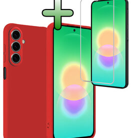 BASEY. BASEY. Samsung Galaxy A27 Hoesje Siliconen Met Screenprotector - Rood
