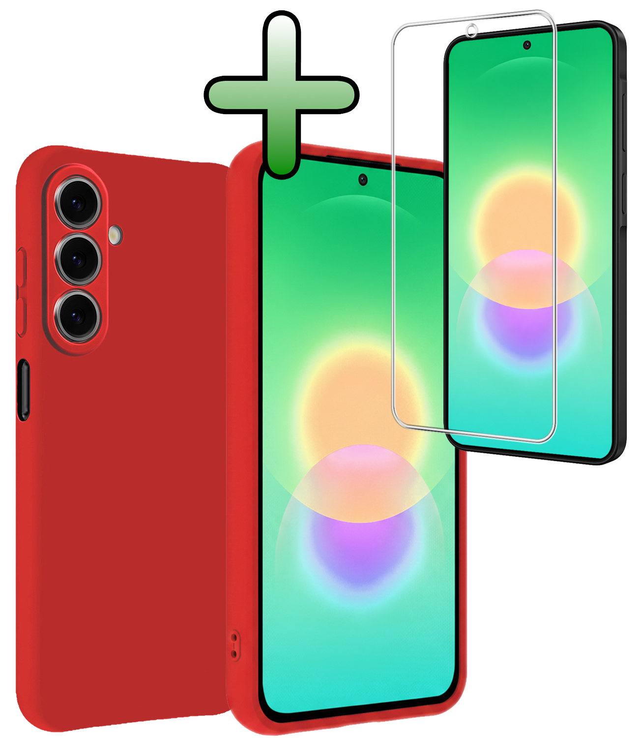 BASEY. BASEY. Samsung Galaxy A27 Hoesje Siliconen Met Screenprotector - Rood