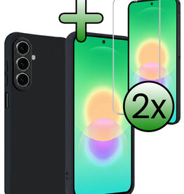 BASEY. BASEY. Samsung Galaxy A27 Hoesje Siliconen Met 2x Screenprotector - Donkerblauw
