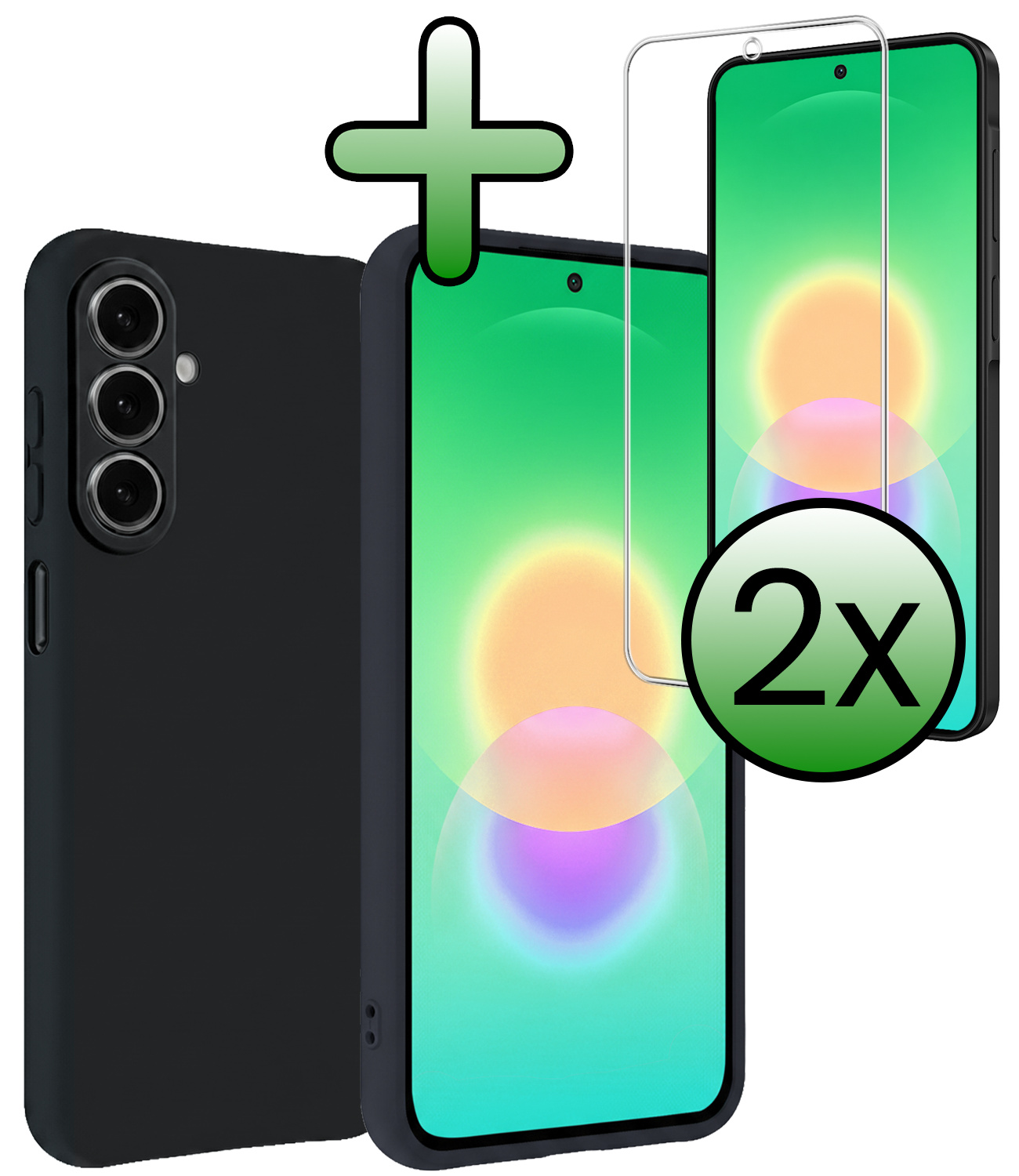 BASEY. BASEY. Samsung Galaxy A27 Hoesje Siliconen Met 2x Screenprotector - Donkerblauw