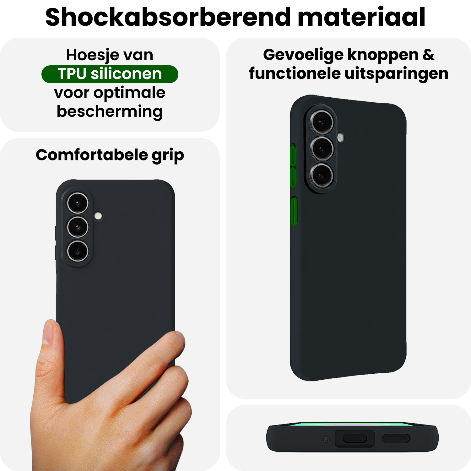 BASEY. BASEY. Samsung Galaxy A27 Hoesje Siliconen Met 2x Screenprotector - Donkerblauw