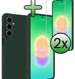 BASEY. BASEY. Samsung Galaxy A27 Hoesje Siliconen Met 2x Screenprotector - Donkergroen
