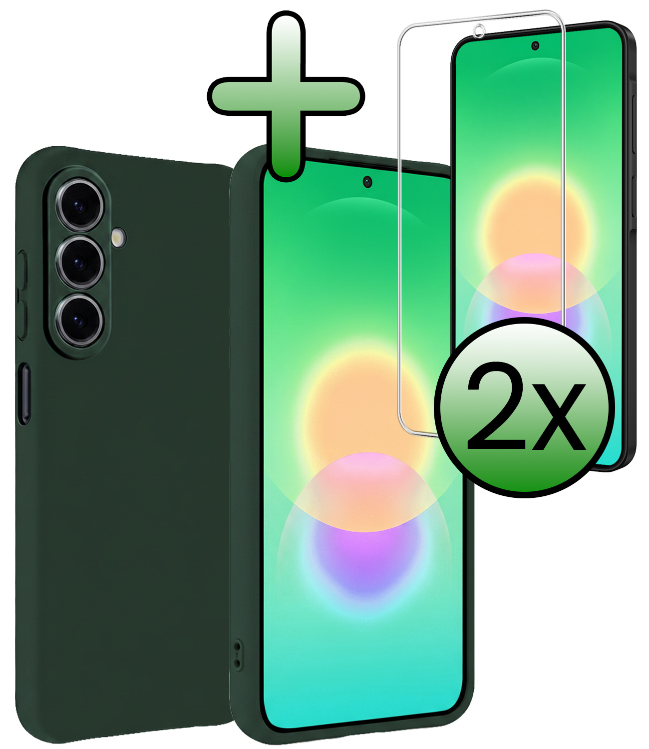 BASEY. BASEY. Samsung Galaxy A27 Hoesje Siliconen Met 2x Screenprotector - Donkergroen