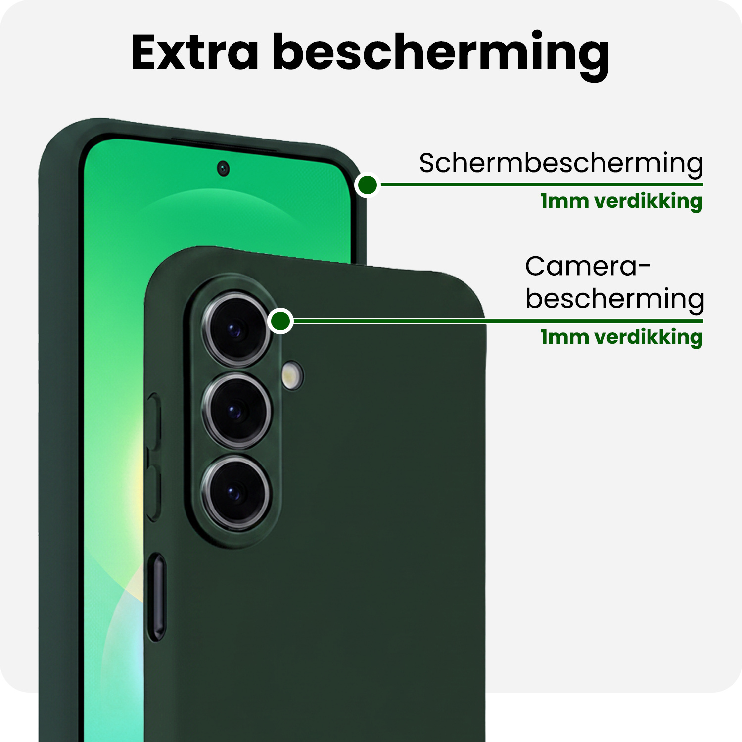 BASEY. BASEY. Samsung Galaxy A27 Hoesje Siliconen Met 2x Screenprotector - Donkergroen