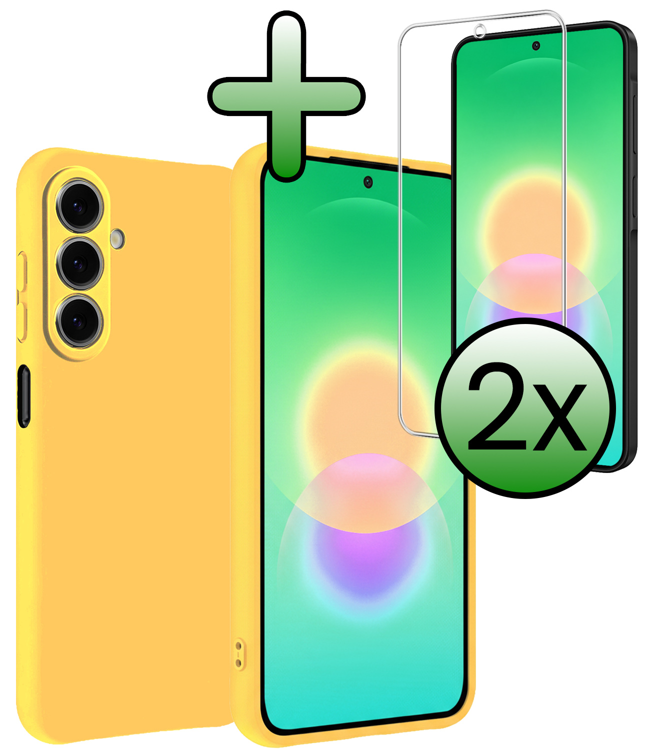 BASEY. BASEY. Samsung Galaxy A27 Hoesje Siliconen Met 2x Screenprotector - Geel