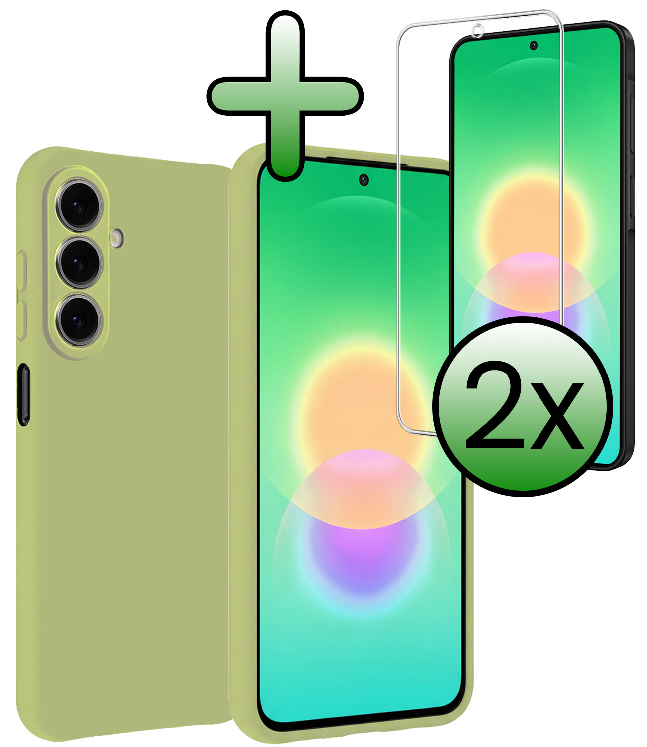 BASEY. BASEY. Samsung Galaxy A27 Hoesje Siliconen Met 2x Screenprotector - Groen