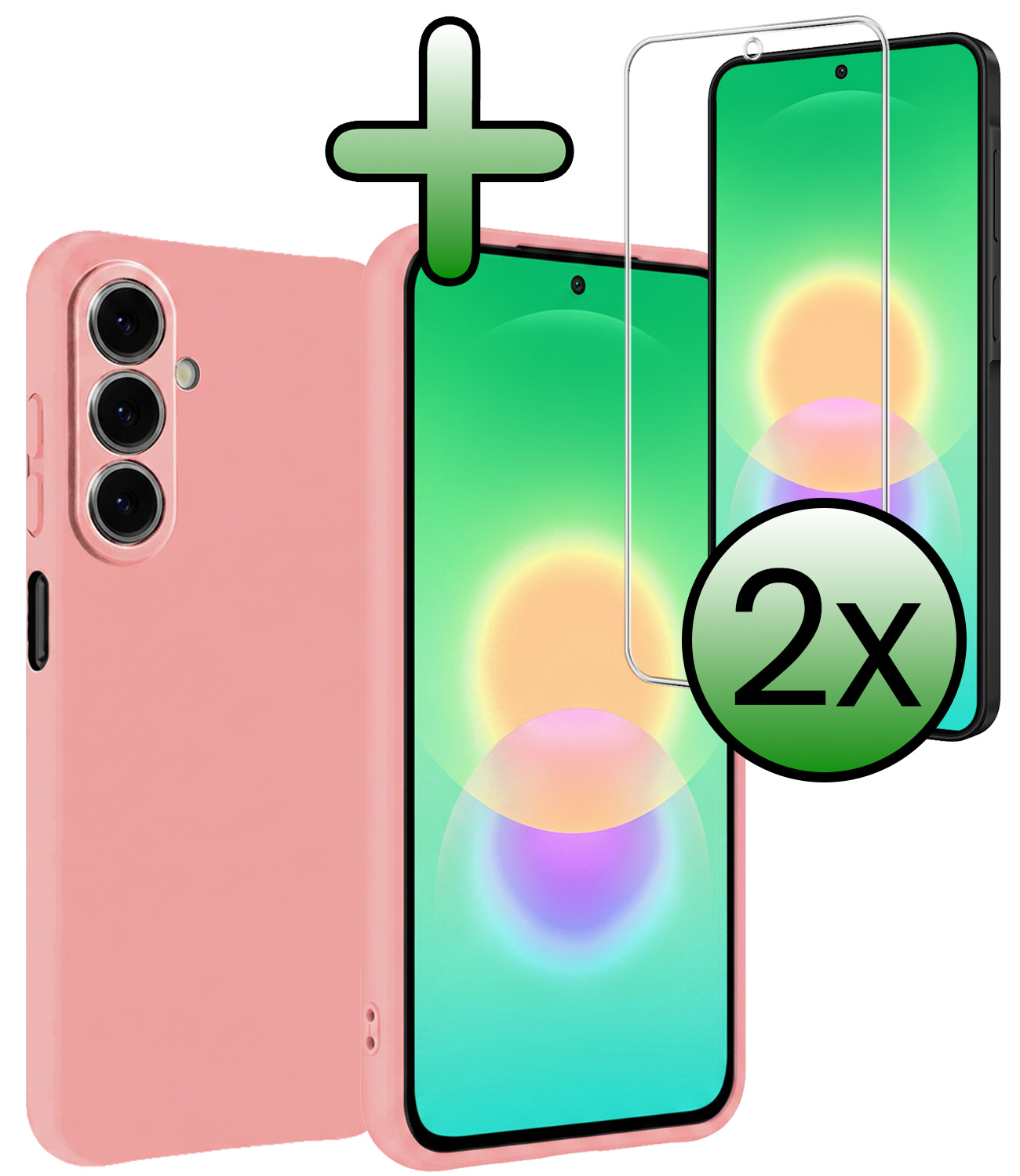 BASEY. BASEY. Samsung Galaxy A27 Hoesje Siliconen Met 2x Screenprotector - Lichtroze