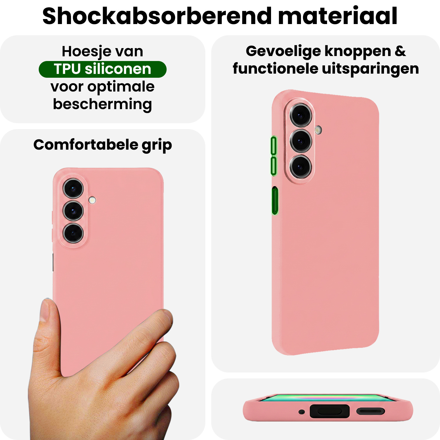 BASEY. BASEY. Samsung Galaxy A27 Hoesje Siliconen Met 2x Screenprotector - Lichtroze