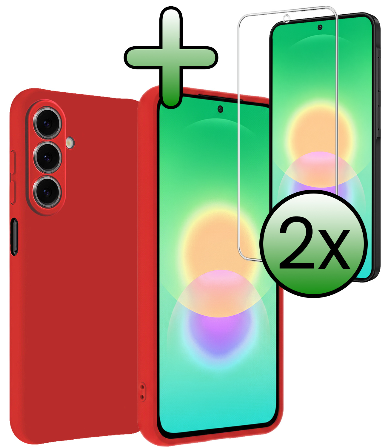 BASEY. BASEY. Samsung Galaxy A27 Hoesje Siliconen Met 2x Screenprotector - Rood