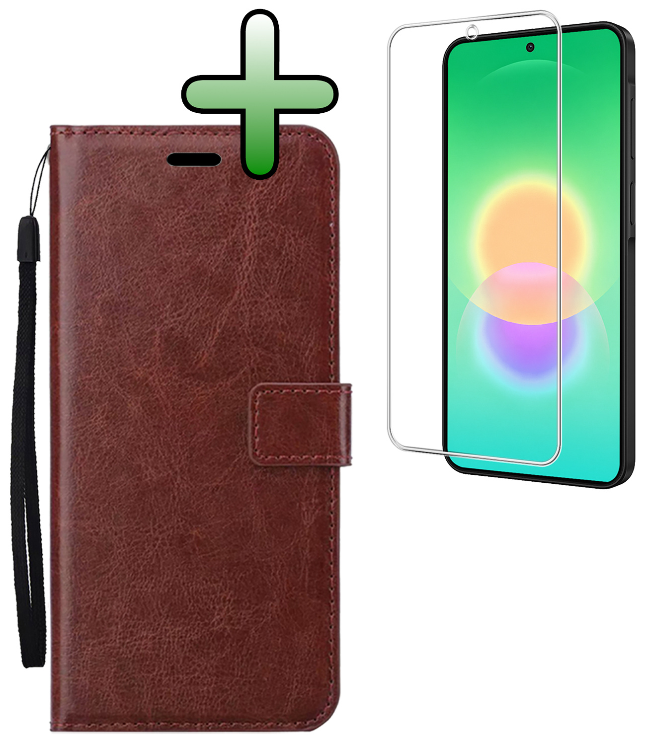 BASEY. BASEY. Samsung Galaxy A27 Hoesje Bookcase Met Screenprotector - Bruin