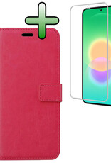 BASEY. BASEY. Samsung Galaxy A27 Hoesje Bookcase Met Screenprotector - Donkerroze